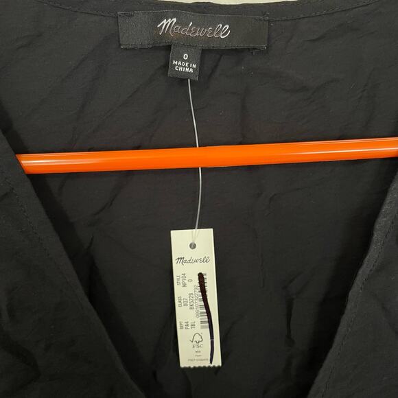 Madewell Ariana Slip V Neck Stretchy True Black Midi Dress US Women's 0 New - Picture 6 of 7